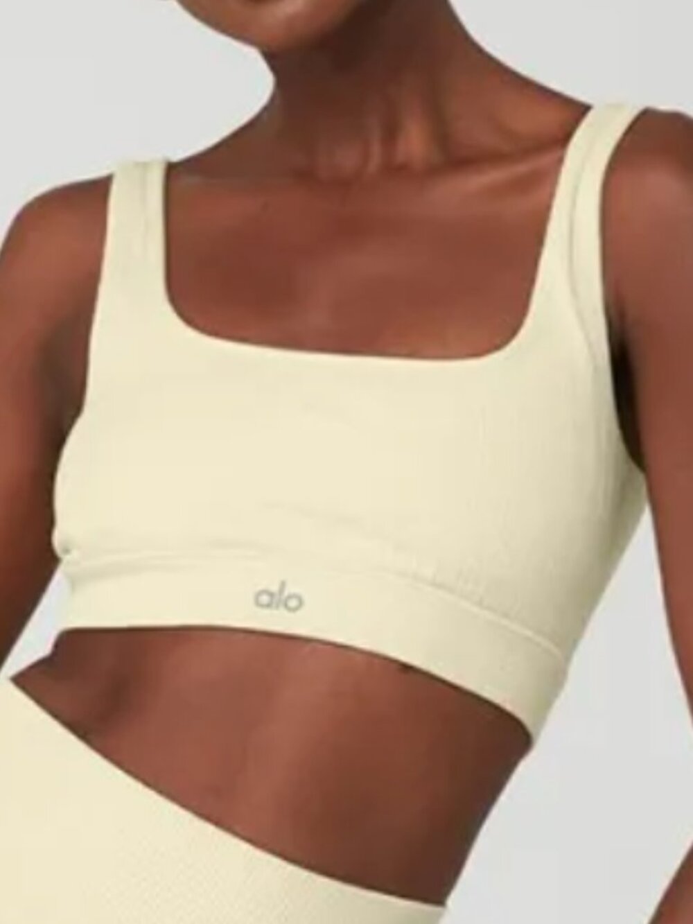 Alo Seamless Cable Knit Bra - French Vanilla (Cream)